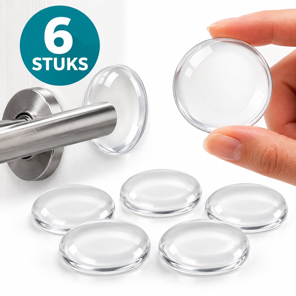 Deurstoppers voor Binnen & Buiten 6 Stuks - Siliconen Stootdoppen Zelfklevend - Deurbuffer & Deurbeschermer - Transparant - Beschermt Muren