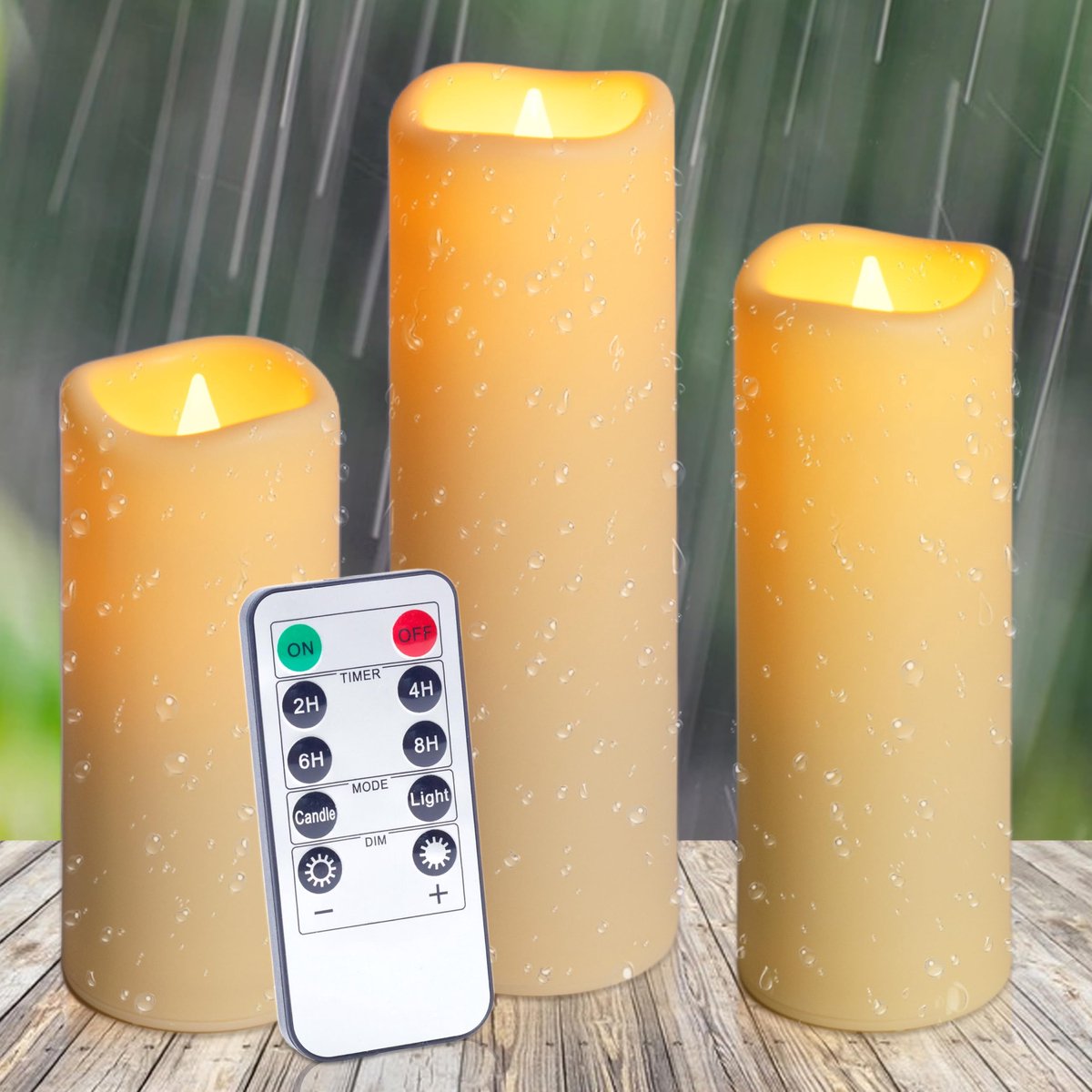 Auralome Led-kaarsen voor buiten, met timer, afstandsbediening, vlamloze kaarsenset, vlam, waterdicht, batterij - ShopVlot