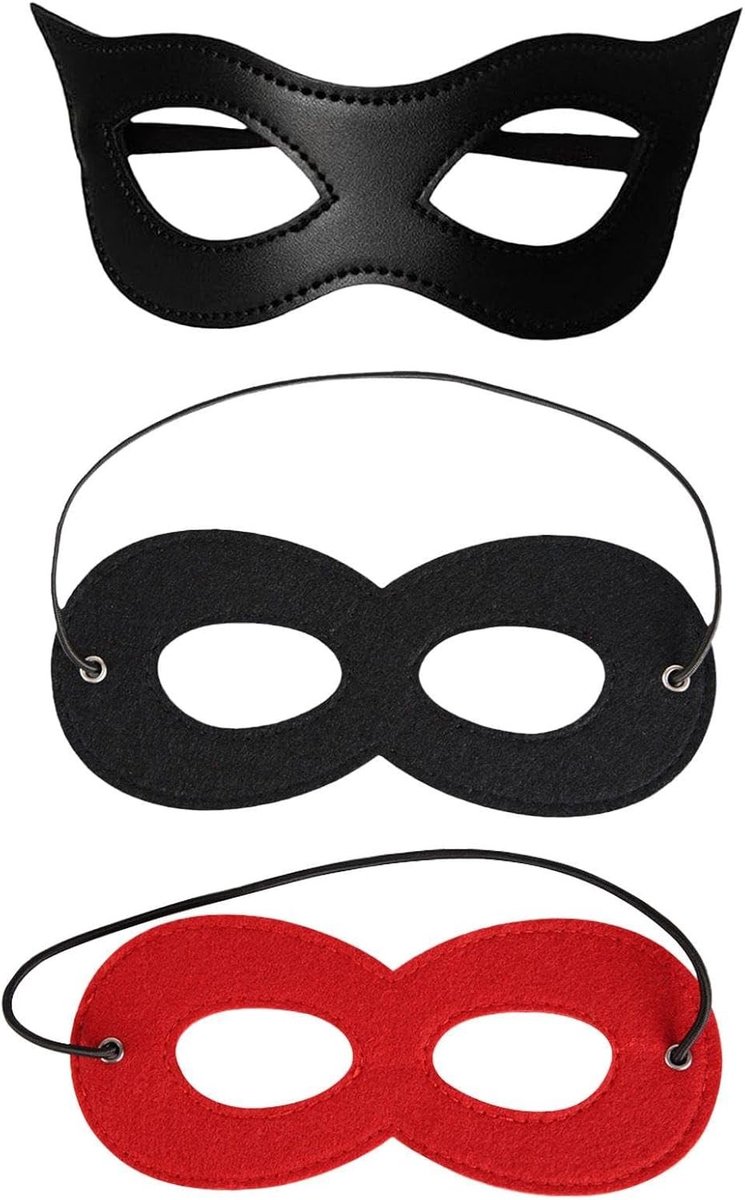 Set van 3 Vilt Oogmaskers voor Graffiti Schilderen, Feestjes en Karakter Modellering Props