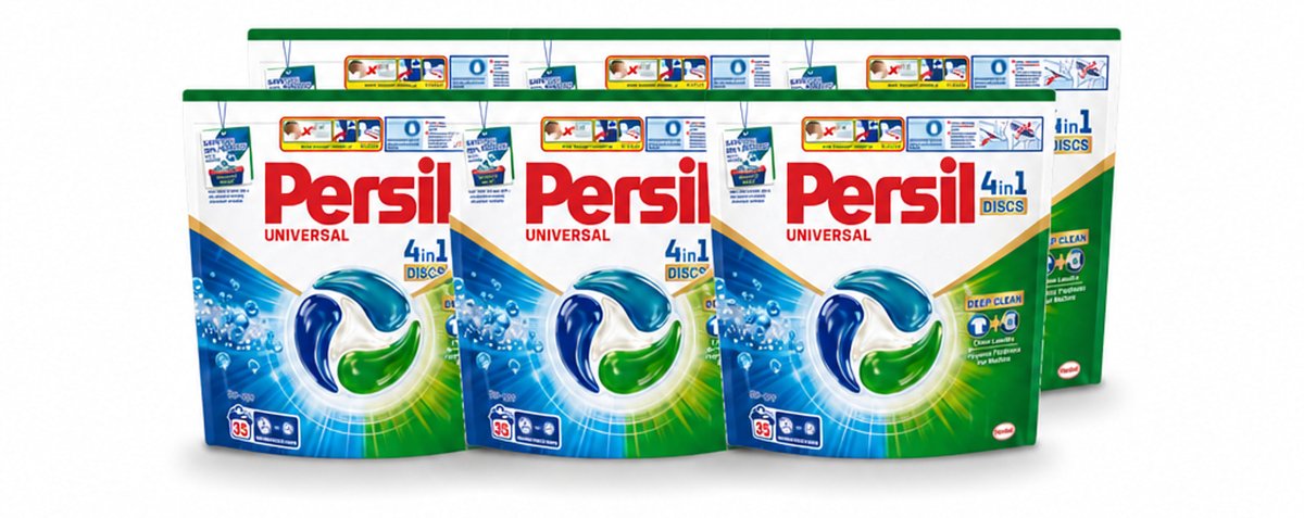 6 x Persil - Wasmiddel - Discs Universal - Voor Witte Was - 35 wasbeurten - Voordeelverpakking - 6 stuks
