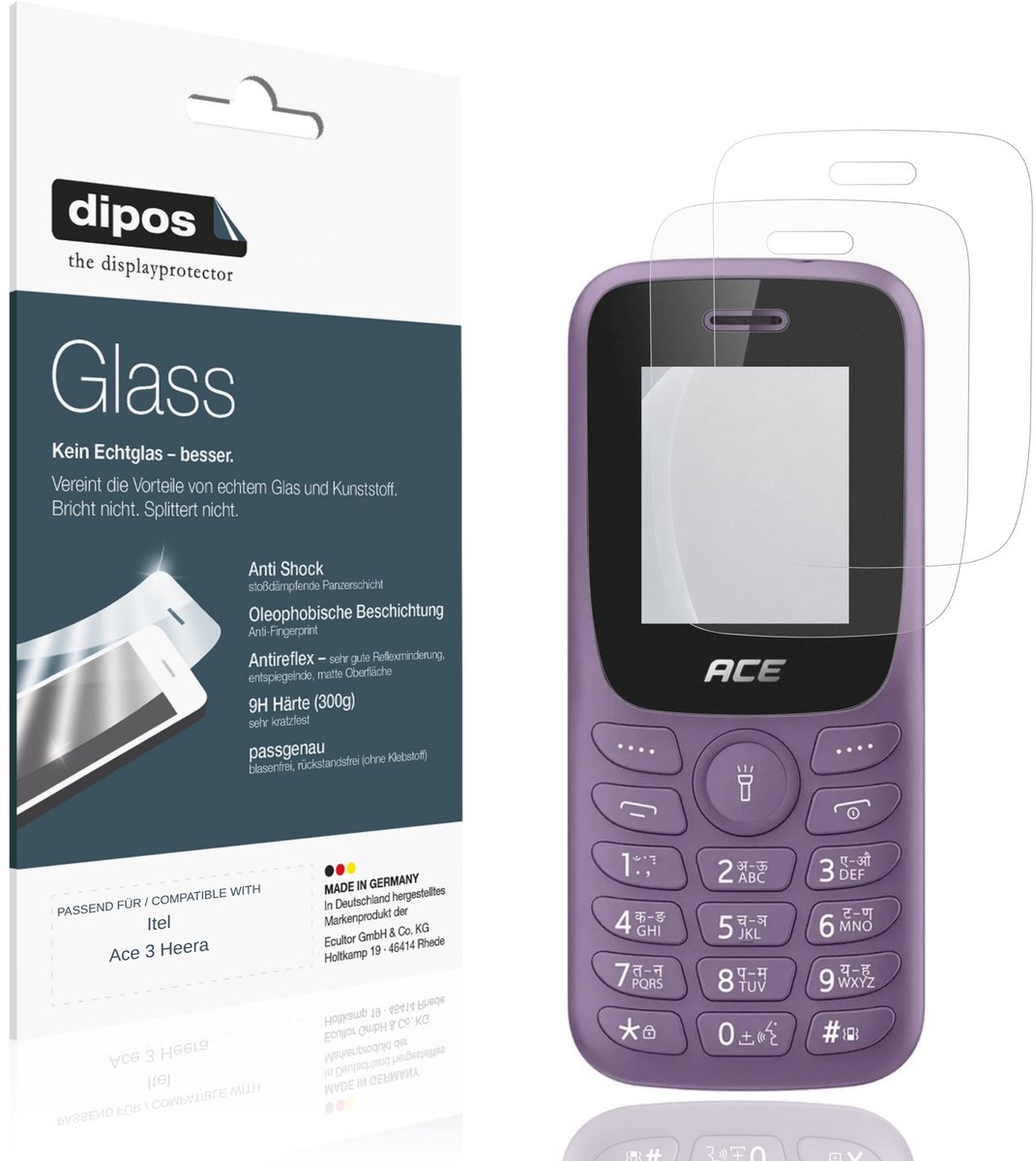 dipos – 2x Matte Pantserfolie geschikt voor Itel Ace 3 Heera | 9H Screenprotector