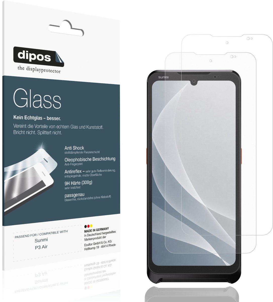dipos – 2x Matte Pantserfolie geschikt voor Sunmi P3 Air | 9H Screenprotector
