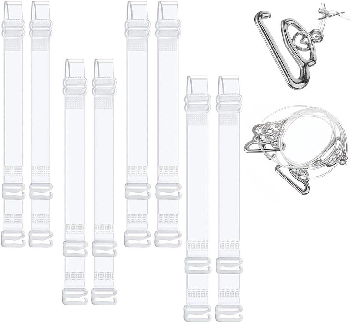 Vervangende Transparante Bh-Haakjes, Zachte en Comfortabele Straps voor Bh's, 5 Paar Inclusief Accessoires