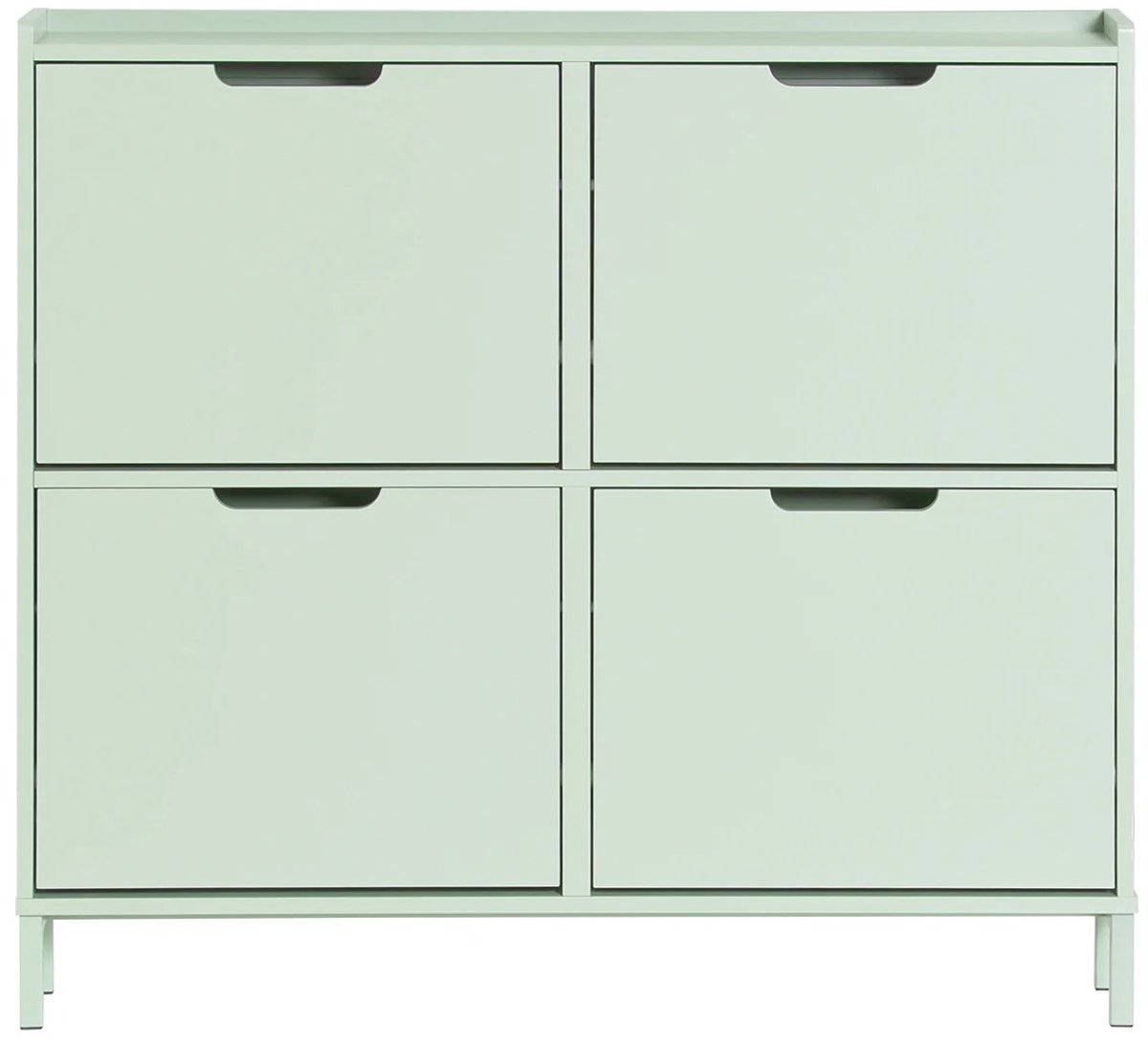 SoBuy Schoenenkast Smal - 4 Kleppen - 100 x 19 x 91 cm - Groen - MDF - Voor Hal - Draagvermogen 60 kg - Kantelbeveiliging