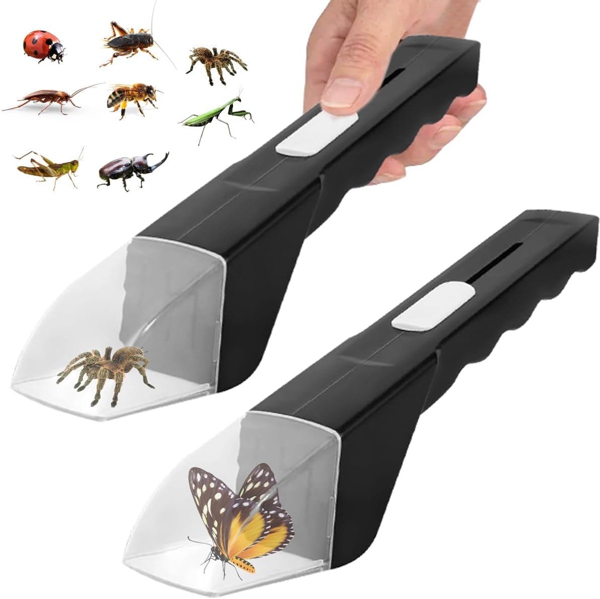 Insectenvallen - Set van 2 - Insectenobservator - Insectenbox - Insectenstofzuiger - Huisdiervriendelijk - Zwart