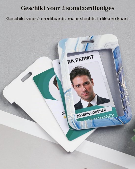 Stijlvolle Badgehouder met Retractable Reel en Afneembare Lanyard - Blauwe Marmerlook, Verticale Kaartbeschermer voor Werk en Evenementen — afbeelding 4