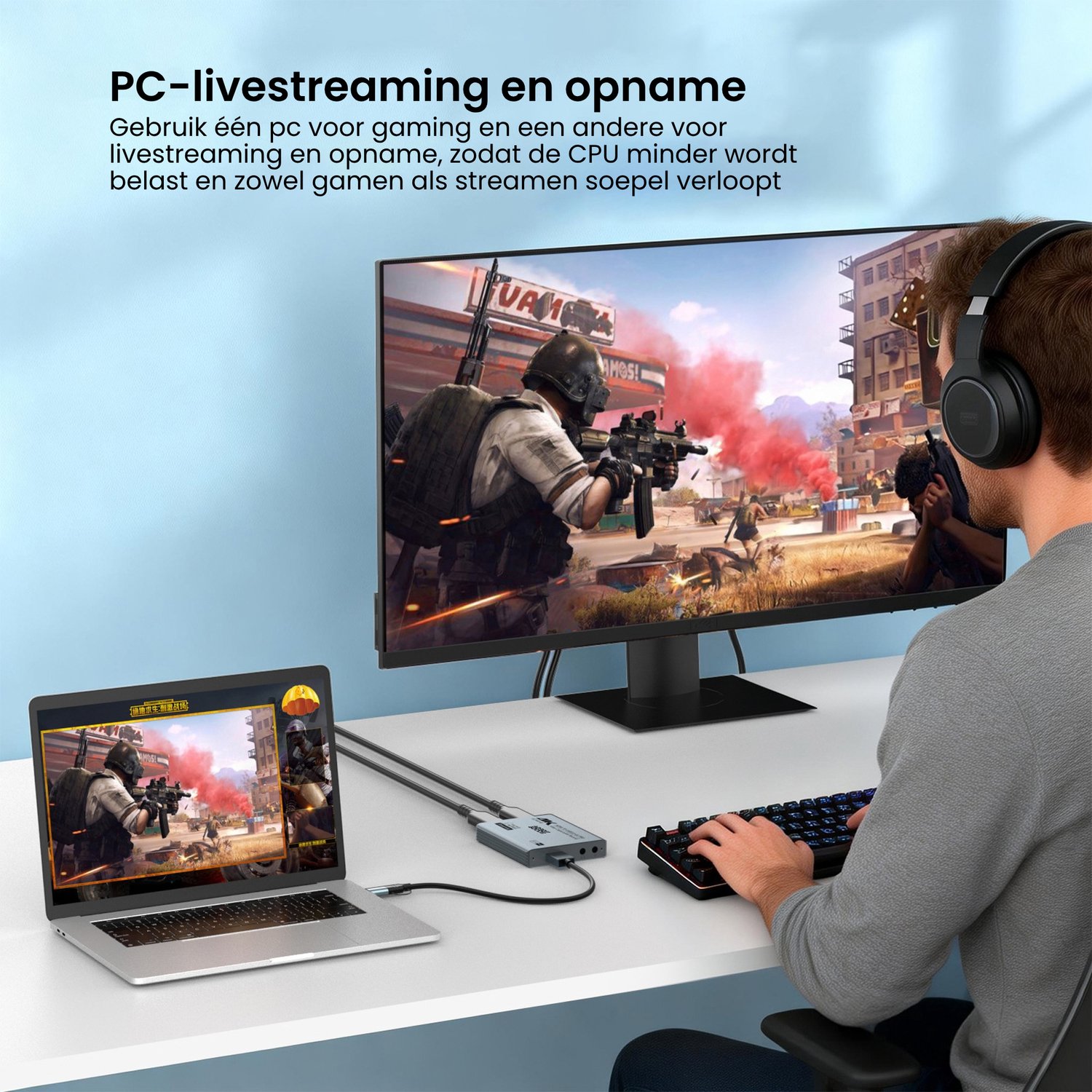 AdroitGoods HDMI Capture Card - USB 3.0 Video Capture - 1080p 60fps Opname - 4K 60Hz Passthrough - USB-C - Streaming - Gaming - Aluminium - Microfoon thumbnail 5