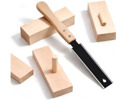 Japanse handzaag, dubbele snijkant 11/17 DPI, lemmet van SK5-staal met hoog koolstofgehalte, ergonomische beukenhouten handgreep, trekzaag voor timmerwerk, snoeien en doe-het-zelf houtbewerking