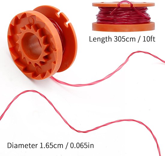 Trimmerdraad 3m/10ft 0.06inch Autofeed Vervangende Spoel voor Weed Eater, 6 Coils en 2 Caps, Geschikt voor Tuinonderhoud en Grasmaaien — afbeelding 5
