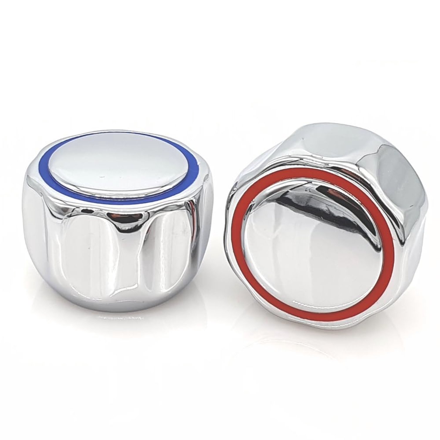 4503010 | Greepset voor waterkraan 8 x 20 met mechanische schroef 1/2 inch (diameter 20 mm), knop, draaiknop voor armaturen warm en koud voor wastafel badkamer en keuken van metaal, paar