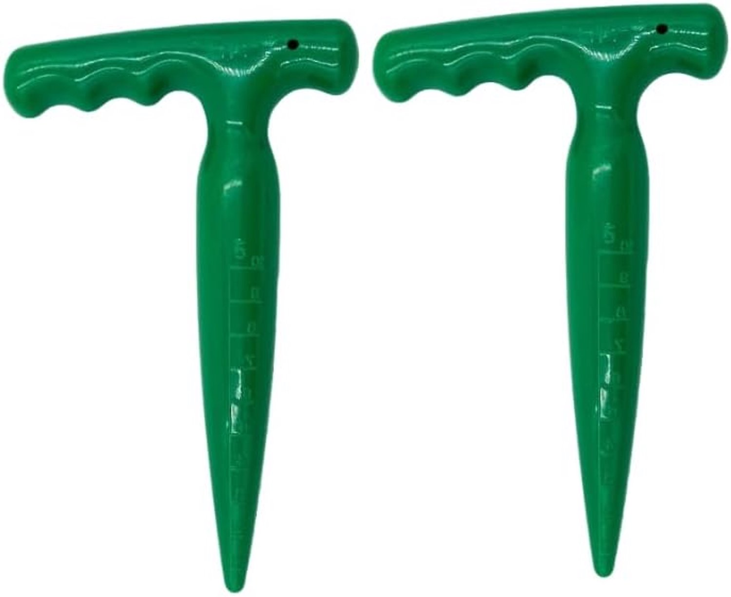 Set van 2 plantprikkers voor de tuin – Kunststof plantstok met lange steel voor het maken van plantgaten bij het verpotten en zaaien – Tuingereedschap voor het maken van gaten in de grond en het starten van zaailingen