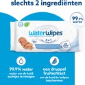 WaterWipes vochtige doekjes met 99.9% water voor gevoelige babyhuid. Met afbeelding van slapende baby.