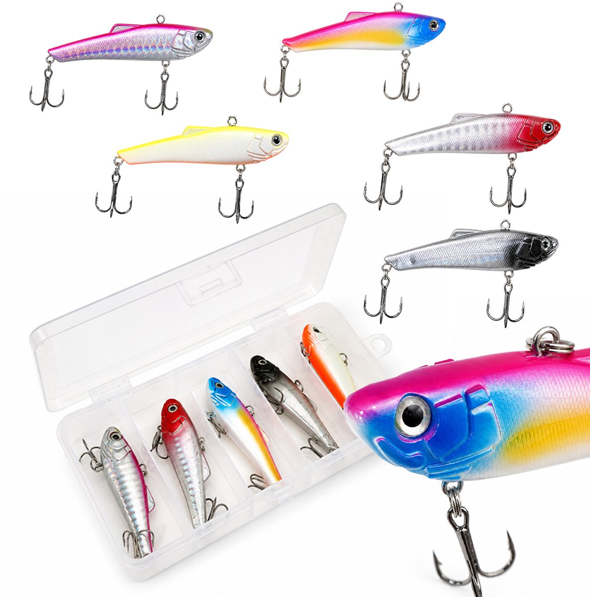 Fish-Xpro FlashFin Stickbait Set - 5 Stuks - 7 cm - 6,1 g - Tacklebox