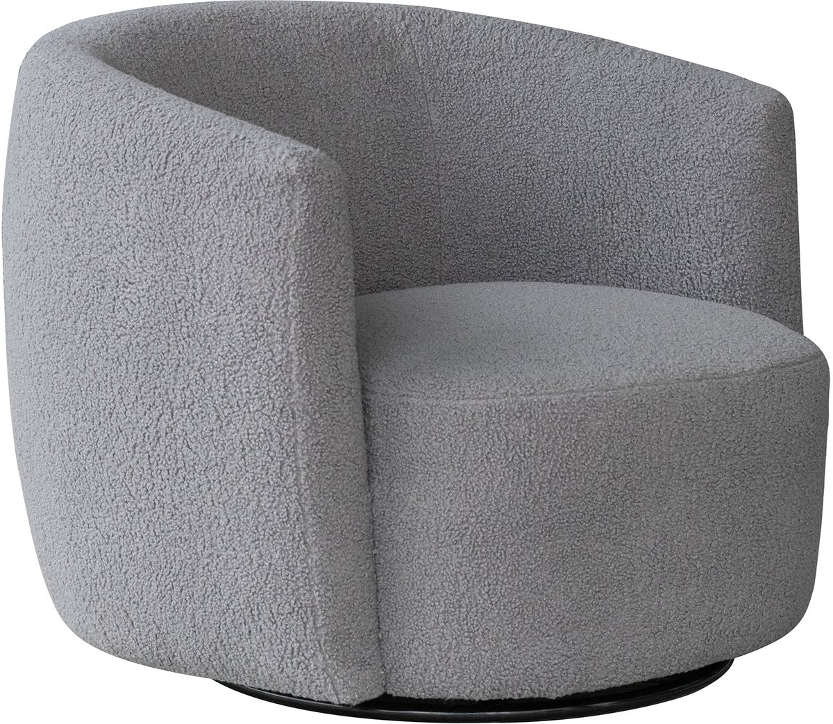 Padiro draaifauteuil 82 x 82,5 x 71 cm - grijs - teddystof - ronde vorm en armleuningen
