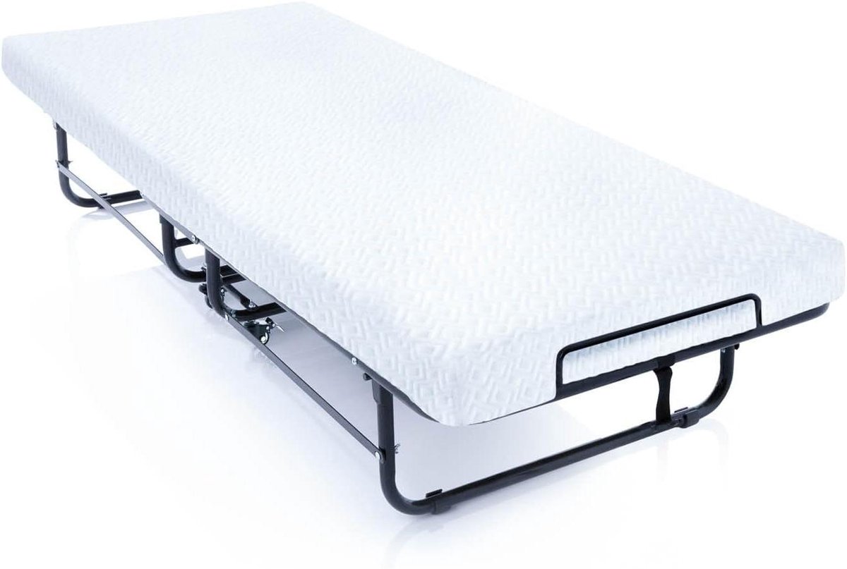 Vouwbed - Opklapbed Logeerbed - Extra Slaapplek Creëren - Canvas Support Frame - 90x200 cm - Zwart