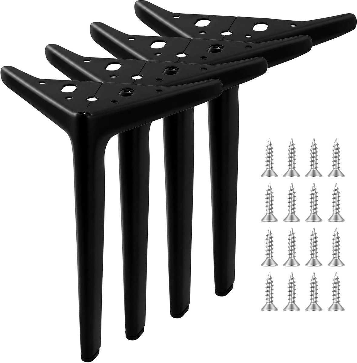 PETERMALLON 4 stuks metalen bankpoten, zwart, 25 cm, driehoekige tafel, meubels van staal, kast, zware poten, bank - ShopVlot