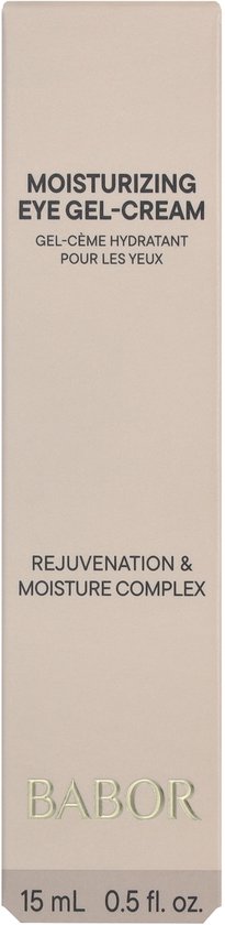 Beige doos met Babor Skinovage Moisturizing Eye Gel-Cream, 15 ml.