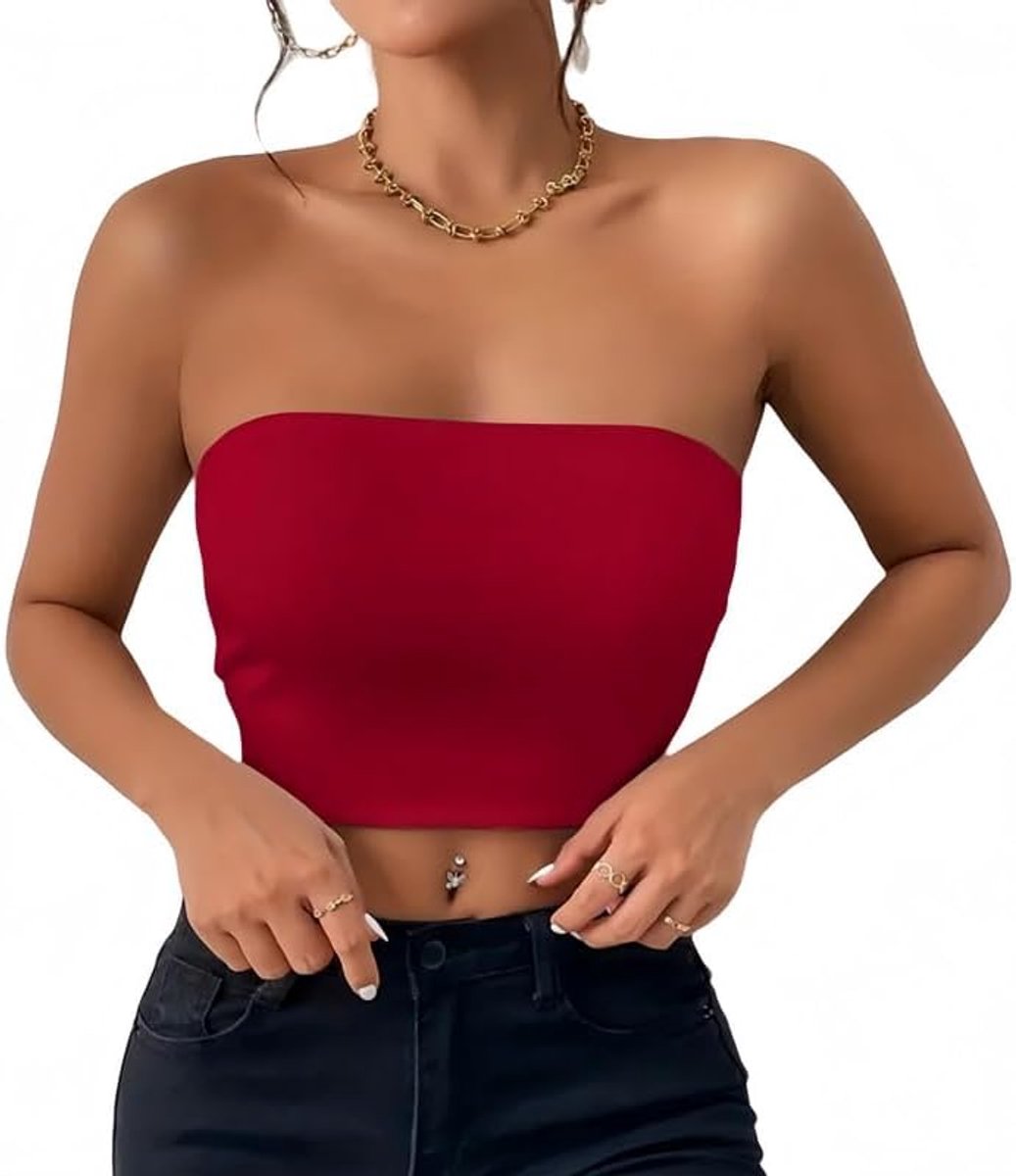 Top voor Vrouwen Zomer Strapless Crop Tops Sexy Mouwloze Bandeau Vest Topjes Zonder Vulling Dames Basic Rekbaar Slank Passend Rugloze Y2K Top Casual Uitgaansoutfit