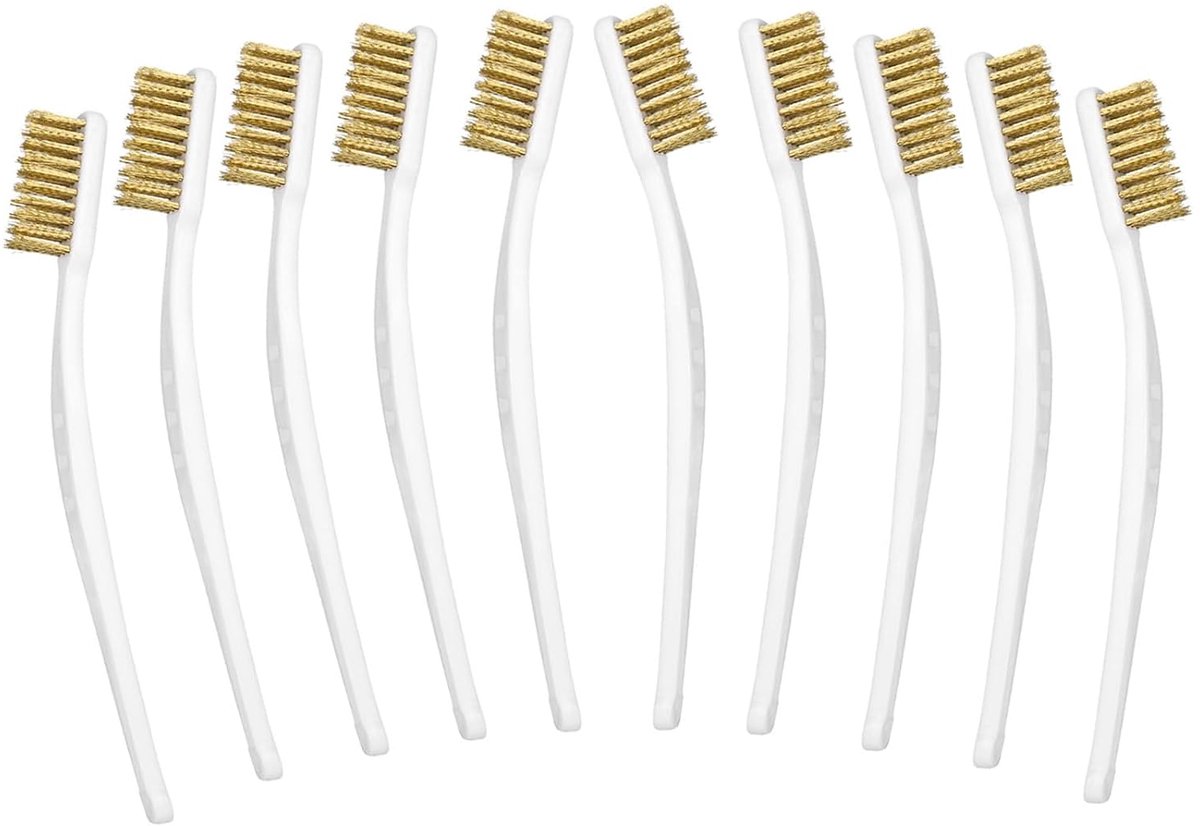 10 stuks messing borstels, draadborstel, 3D-printerreinigingsset, kleine stalen borstel, mini-draadborstelset voor reiniger, vuil, lassen, slakken, roest