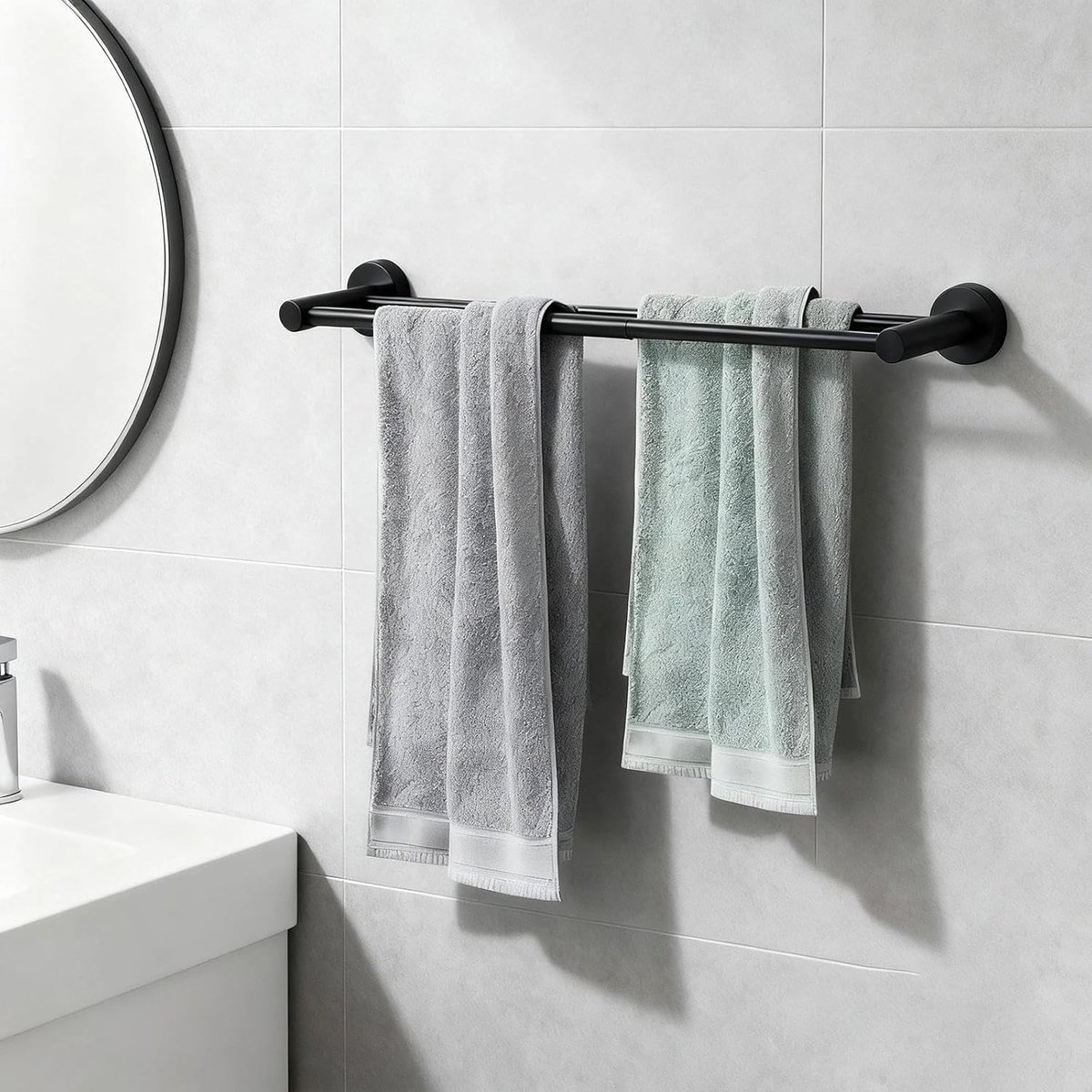 Dailygoods- Handdoekhouder Uittrekbaar - 304 Roestvrij Staal - Dubbele Stangen - Voor Badkamer/Keuken - Hygiënisch - Corrosiebestendig - Handdoekrek