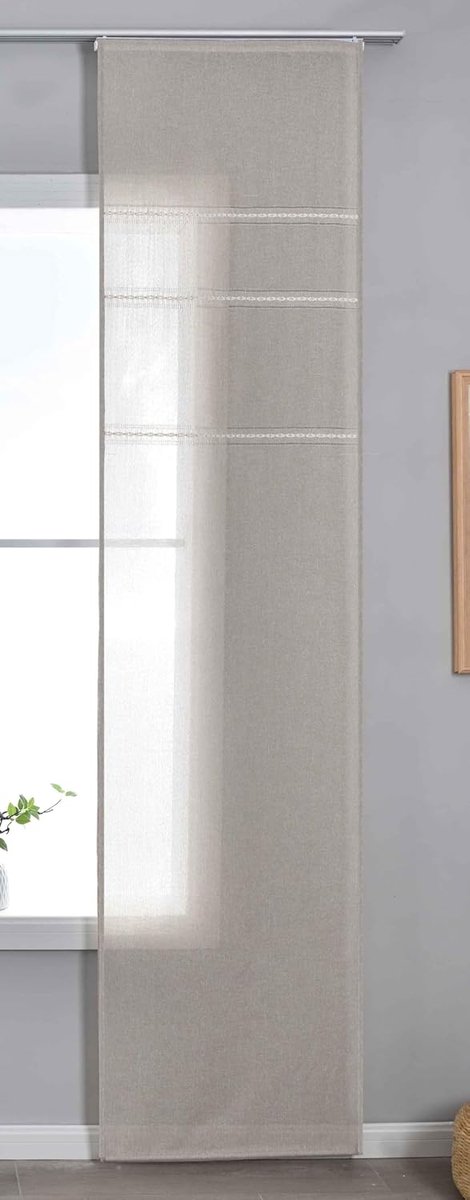 Astek Halftransparant schuifgordijn met paneelwagen H x B 245 x 60 cm taupe »Leipzig« kettingpatroon lichtdoorlatend elegante structuur 202450P