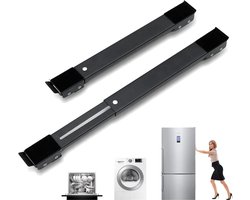 Wasmachine Onderstel, Verstelbare Meubelrol voor Wasmachine & Koelkast (45-72 cm) | 300 kg Draagvermogen | Meubelwielen met 18 Wielen en Antisliprubber (Zwart)