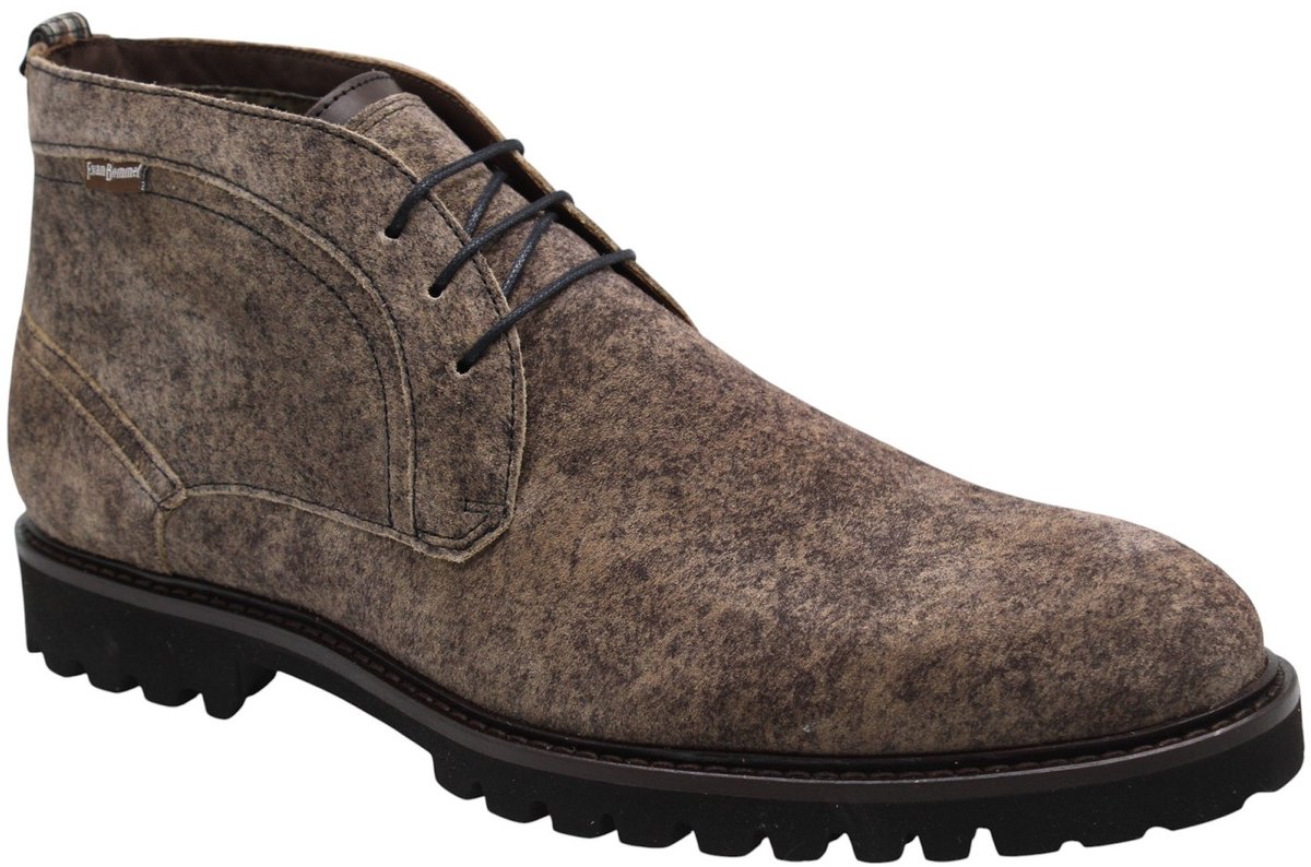 Floris van Bommel - DE FLOTER 01.08 - Vrije tijd half-hoogHeren veterschoenHeren sneakers - Kleur: Taupe - Maat: 41.5