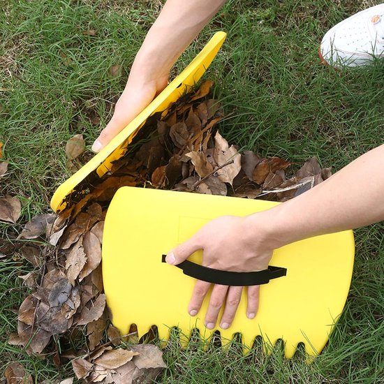 Bladplukset: Handmatige bladplukker in de vorm van een klauw, geschikt voor het snel verwijderen van gevallen bladeren van het gazon. Inclusief een bladplukmes in de vorm van een klauw voor het oprapen van bladeren, grasmaaisel en ander afval (geel). — afbeelding 4