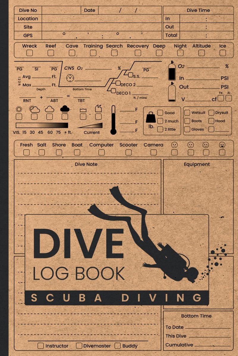 Dive Log Book Scuba Diving: Ideal Diving Logbook for all levels - 100 + Dive Log Pages - ShopVlot