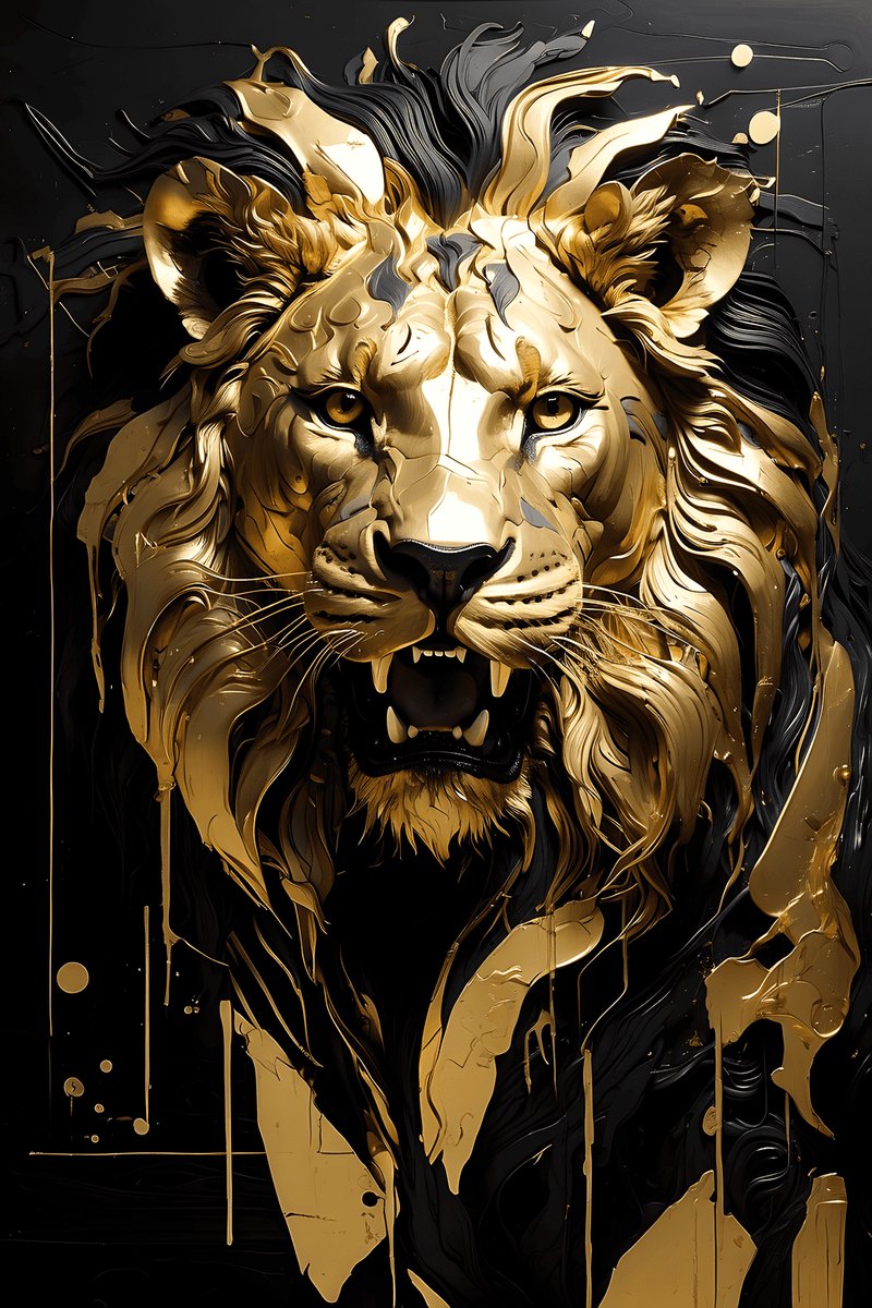 Leeuwenposter - Leeuw Goud - Leeuwenbrul - Modern Art - posters - formaat 70x100cm - Aesthetic - Wanddecoratie - Moderne Kunst - Aesthetic room decor - L1527MT