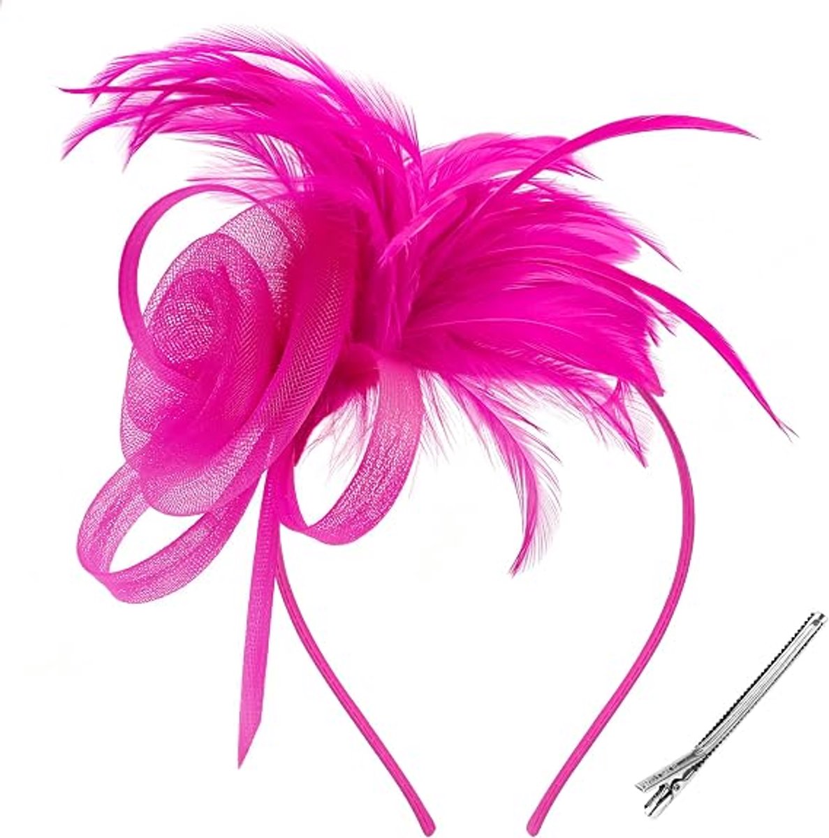 1 stuks - Elegante Hoed voor Vrouwen met Veren en Bloemen, Perfect voor Bruiloften, Theepartijen en Gatsby Feestjes