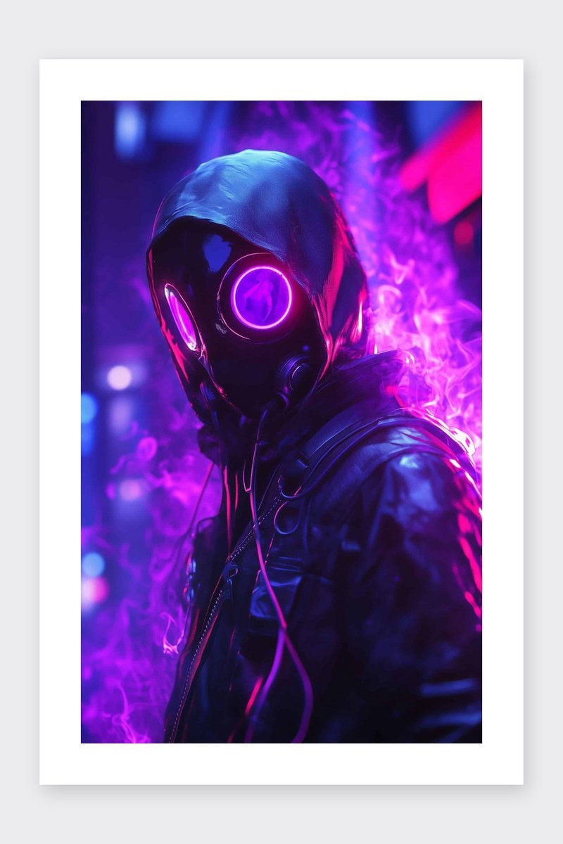 Gamer Poster - Neon - AR - Technologie - Fantasie - Mode - Toekomst - Elektronica - posters - formaat 30x40cm - Wanddecoratie - BXS4458KMD - Met kader - passe-partouts stijl