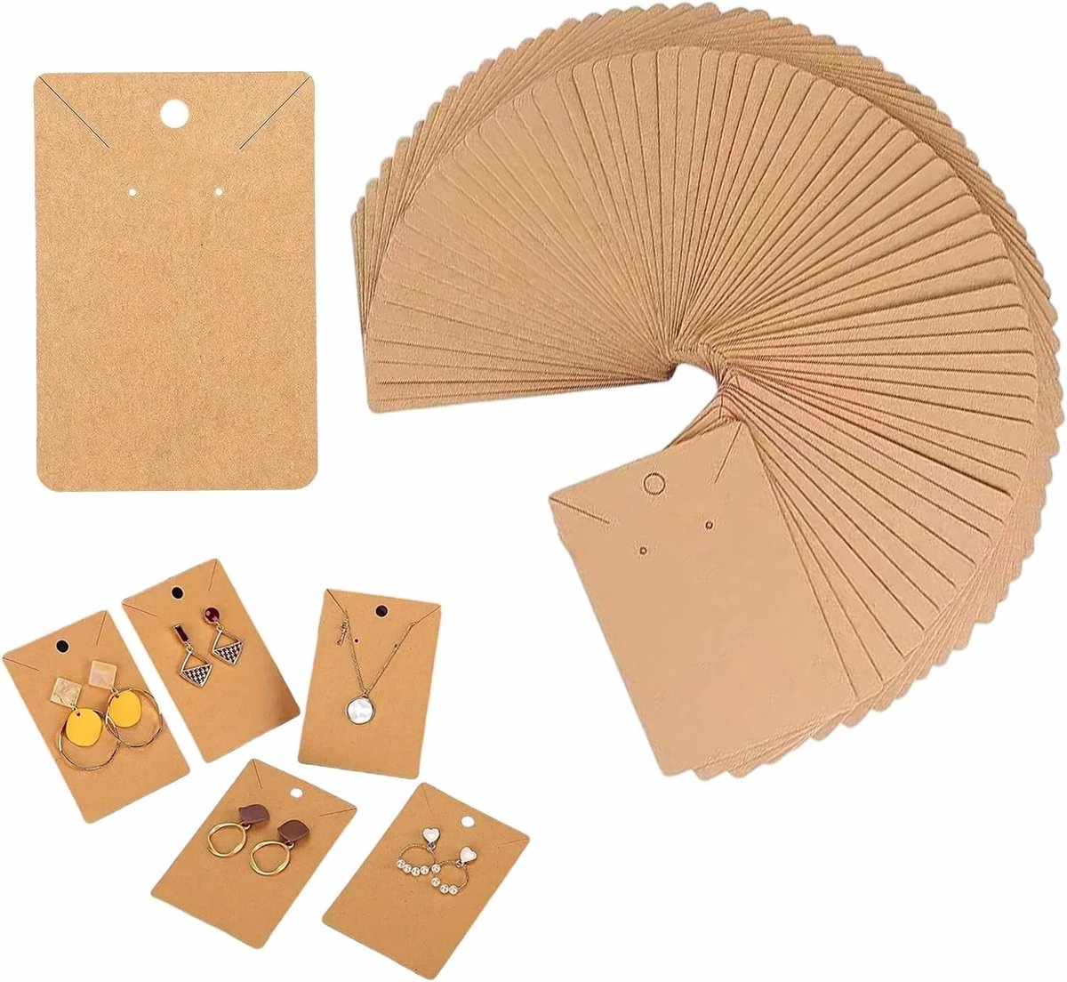 Set van 100 vierkante presentatiekarten voor oorbellen, sieraden, displaykaarten en accessoires