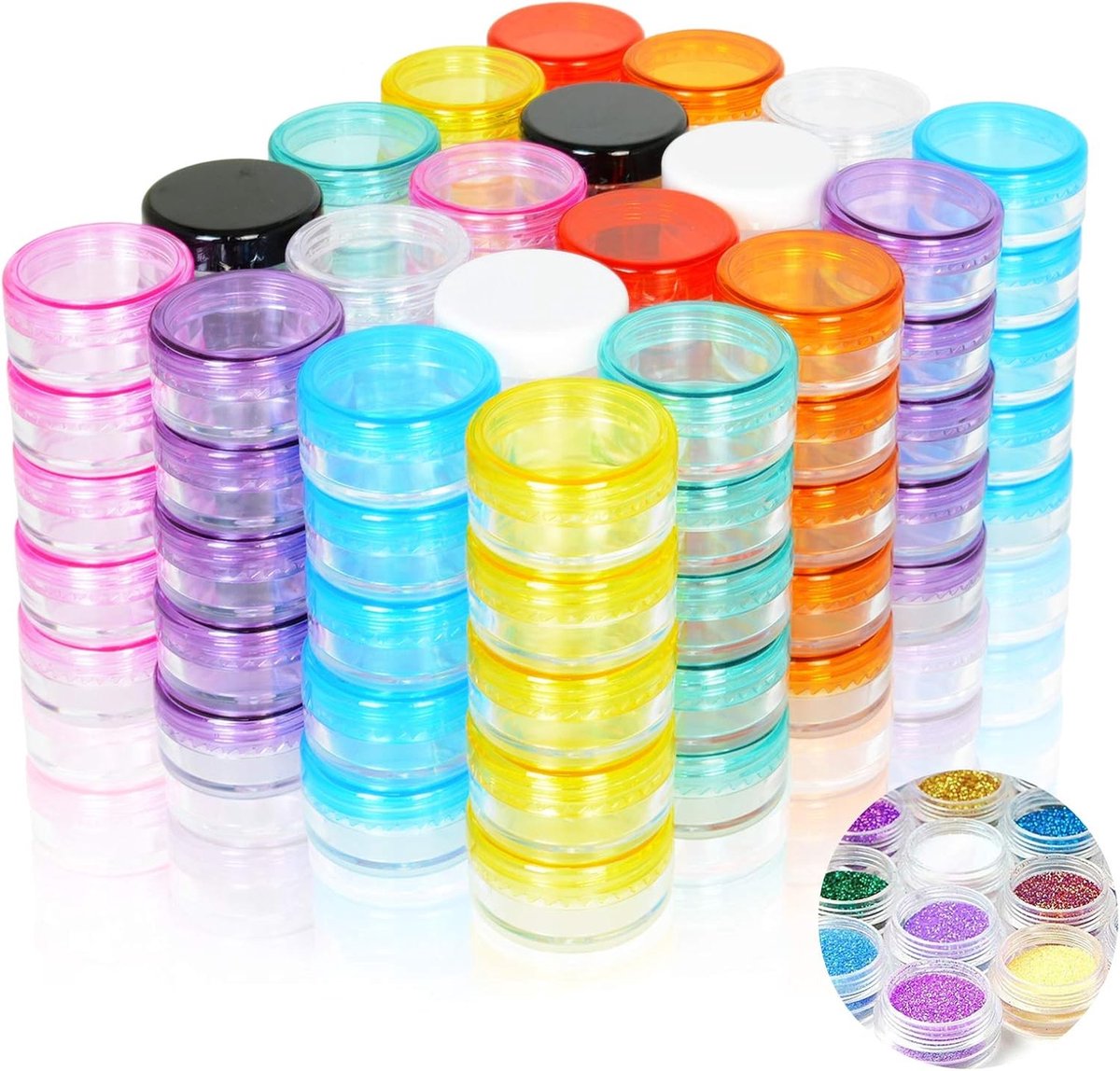 Cosmetica Monster Set met Plastic Deksel voor Crèmes, Nagellak, Lippenbalsem en Make-up Accessoires