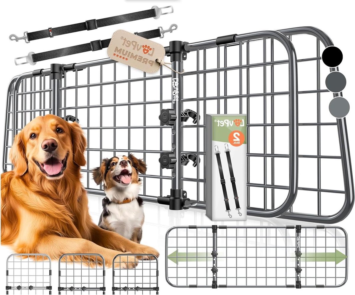 Honden Autohek - Reishek Kofferbak - Veilig Vervoer - Breedte Verstelbaar - 91-153 cm - Antraciet