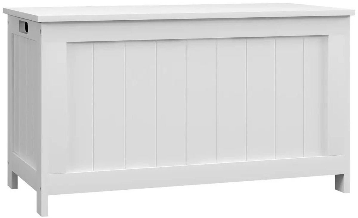 Emvae Speelgoedkist - met Deksel - Multifunctionele Opbergkist - 81 x 40 x 46 cm - Met Twee Handgrepen - Wit
