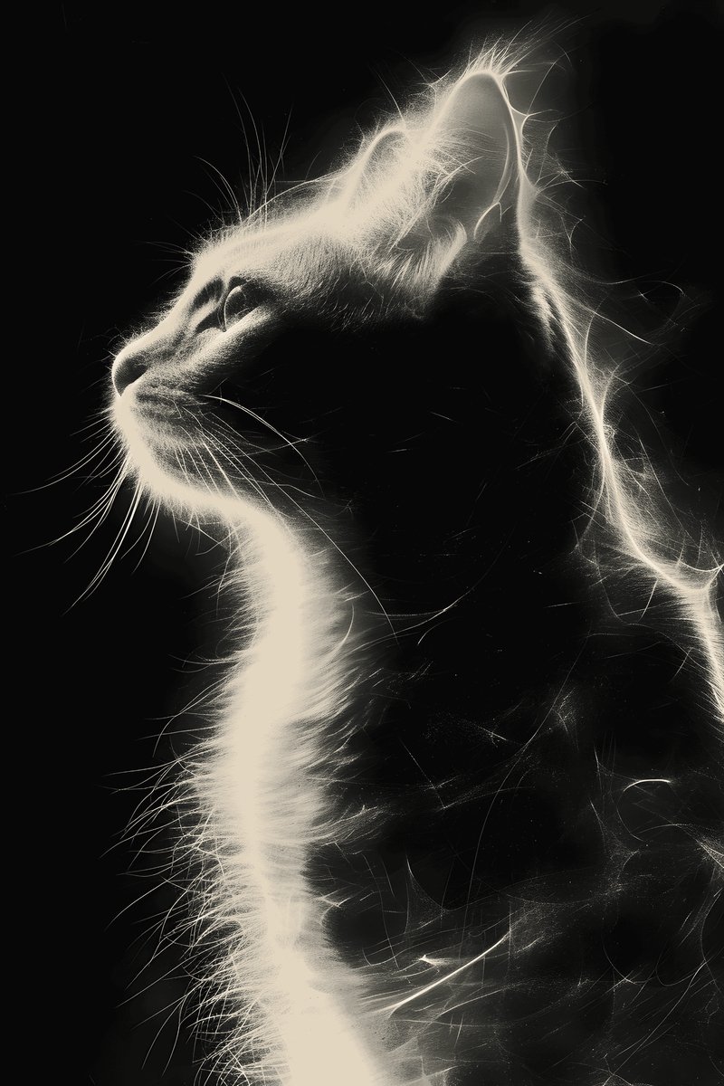 Kattenposter - Zwart Wit - Dieren - Wanddecoratie - Kat - posters - formaat 30x40cm - XS2004MT