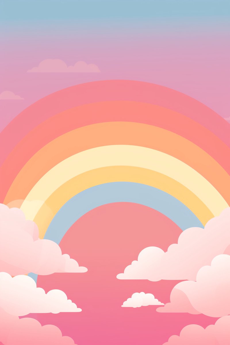 Regenboog Wolkjes - Kinderkamer - Babykamer - Roze - Regenboog - posters - formaat 70x100cm - Wanddecoratie - L1808BY