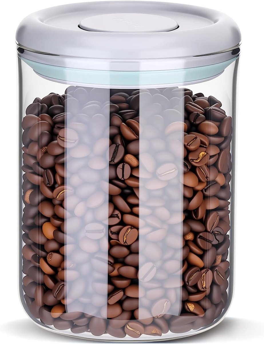 Luchtdichte glazen koffiecontainer van 900 ml voor het bewaren van koffiebonen, noten en thee bladeren met ontluchtingsventiel