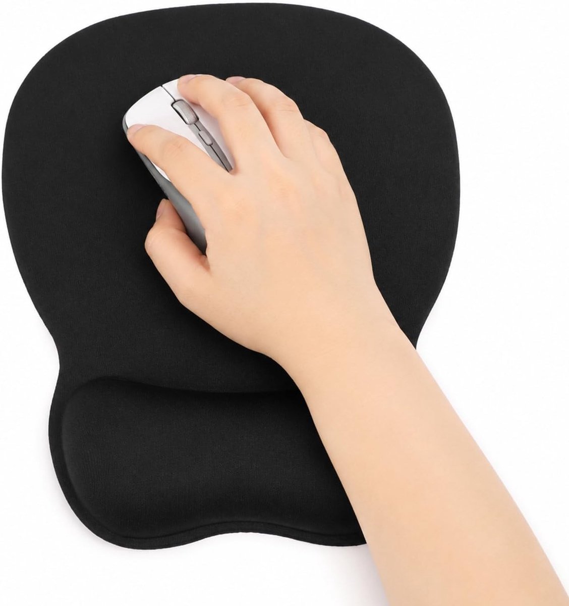 Ergonomische muismat met polssteun van geheugengel, antislip, waterdicht en comfortabel voor kantoor en gaming, 25 x 20 cm, zwart