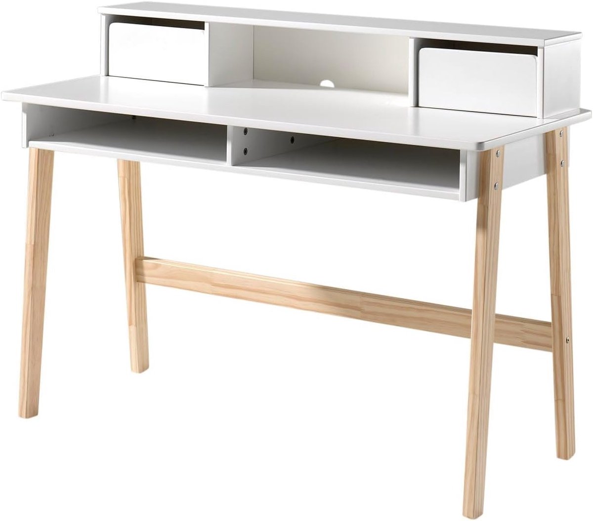 Bureau met Top Cabinet Wit, Composiet Hout, Wit, One Size
