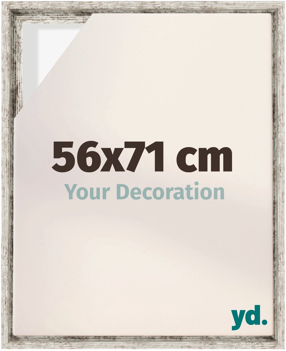 yd, Baklijst 56x71 cm Wit Vintage - Lijst voor Canvasdoek - MDF Lyon