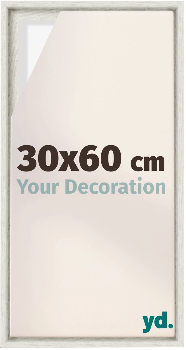 yd. yd, Baklijst 30x60 cm White Wash - Lijst voor Canvasdoek - MDF Lyon