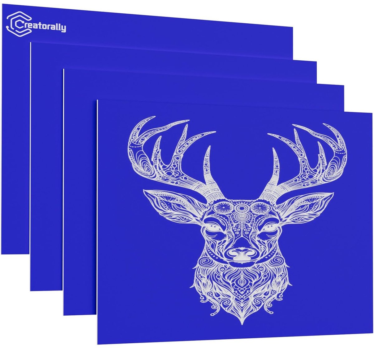 Creatorally 4 stuks 20x30 cm dubbelzijdige graveerplaat voor lasergraveren, blauw paneel met witte gravure
