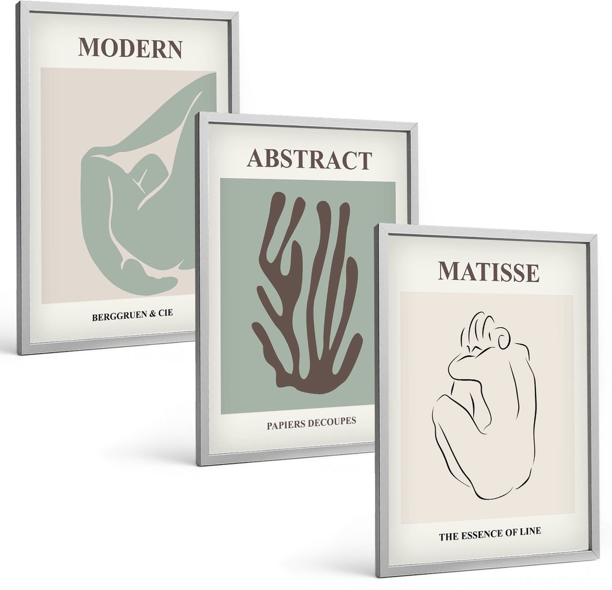 Coloray 3-Delige Schilderij Set - Stijlvolle Schilderijen Met Abstracte Motieven Van Henri Matisse - 40 x 60 cm - Muurdecoratie - Wanddecoratie - Hal
