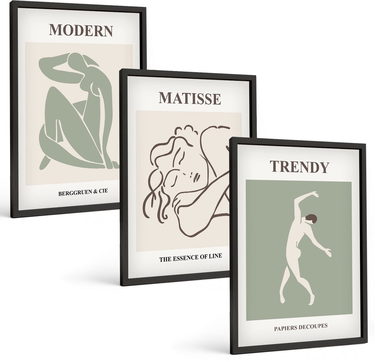 Coloray 3-Delige Schilderij Set - Stijlvolle Personages In Minimalistische Vormen En Kleuren. - 40 x 60 cm - Decoratieve Muurdecoratie - Slaapkamer - Decoratieve Schilderijen