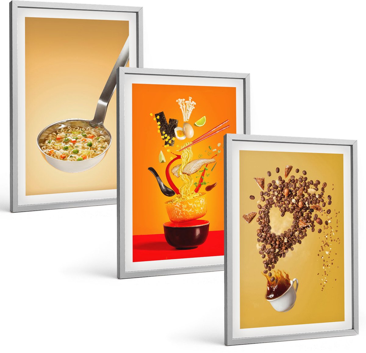 Coloray 3-Delige Schilderij Set - Keuken, Eten En Drinken Thema'S - 40 x 60 cm - Moderne Wanddecoratie - Woonkamer - Decoratieve Schilderijen