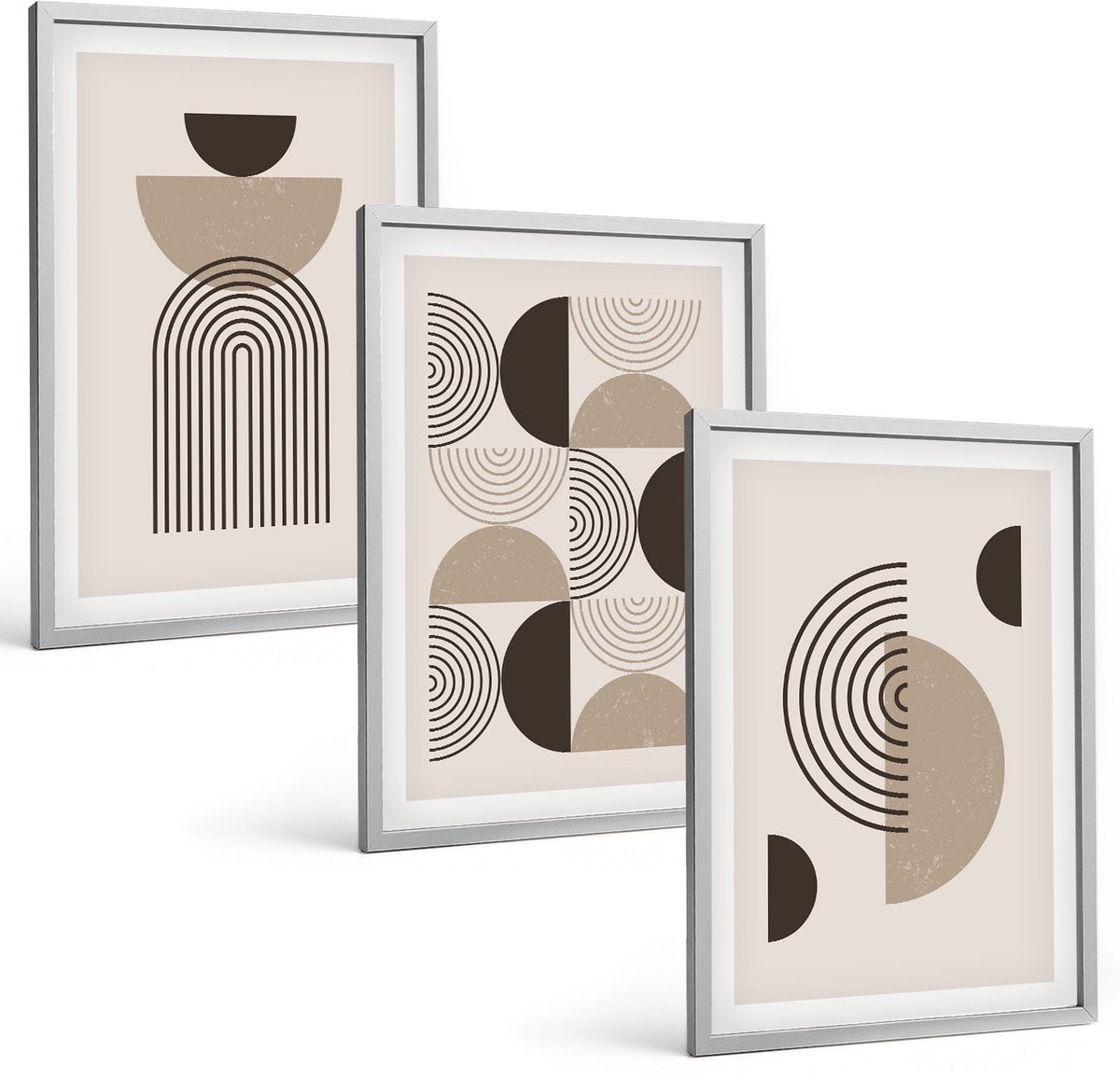 Coloray 3-Delige Schilderij Set - Abstracte Geometrische Patronen Minimalisme - 40 x 60 cm - Muurdecoratie - Wanddecoratie - Slaapkamer - Decoratieve Schilderijen