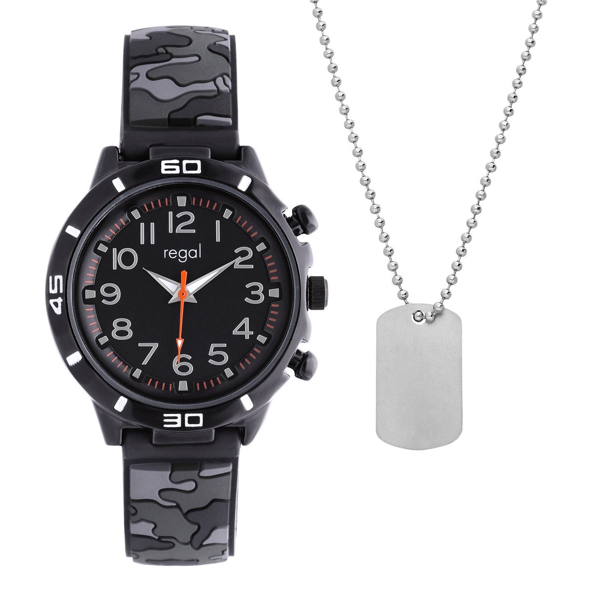 Lucardi Kinder Regal kinder horloge army set - Horloge - Kunststof - Zwart - 30 mm