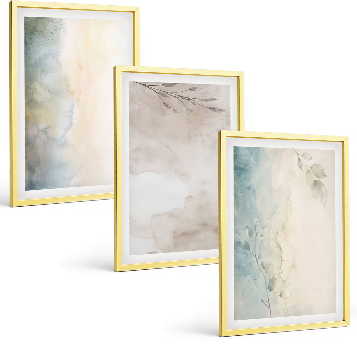 Coloray 3-Delige Schilderij Set - Fijne Aquarelkartonnen - 40 x 40 cm En 40 x 60 cm - Muurdecoratie - Decoratieve Schilderijen - Wohnzimmer